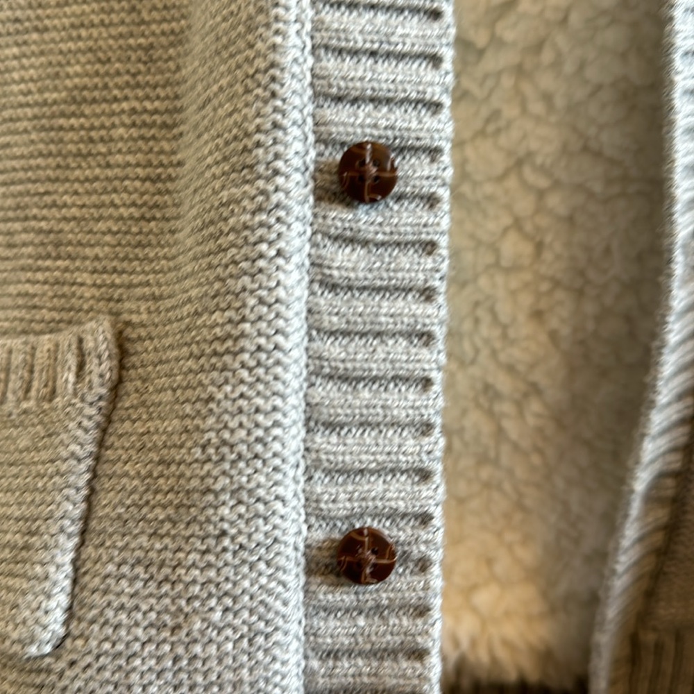 NWT Janie and Jack grey hooded sweater button up with Sherpa lining - Picture 7 of 7